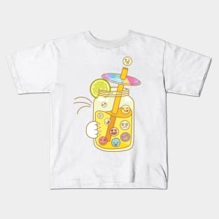 Funny Cat Stealing Emoji Drink Kids T-Shirt